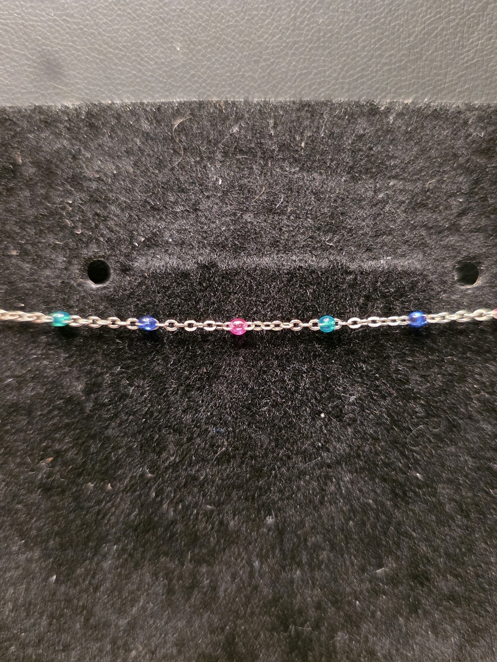 #371 Giani Bernini Sterling Silver Multicolor Bead Ankle Bracelet